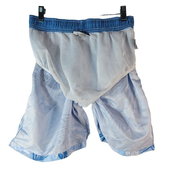 Goodfellow Swim Shorts Trunks Blue Small Hawaiian Floral Drawstring Pockets 7" - Picture 7 of 10
